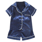 Kids Pajamas Set Silk Satin Pajamas Boys Girls Bear Print Pyjamas Shor
