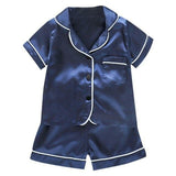 Kids Pajamas Set Silk Satin Pajamas Boys Girls Bear Print Pyjamas Shor