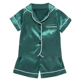 Kids Pajamas Set Silk Satin Pajamas Boys Girls Bear Print Pyjamas Shor