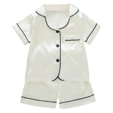 Kids Pajamas Set Silk Satin Pajamas Boys Girls Bear Print Pyjamas Shor