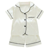 Kids Pajamas Set Silk Satin Pajamas Boys Girls Bear Print Pyjamas Shor