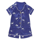 Kids Pajamas Set Silk Satin Pajamas Boys Girls Bear Print Pyjamas Shor