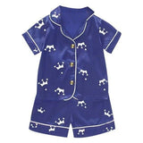 Kids Pajamas Set Silk Satin Pajamas Boys Girls Bear Print Pyjamas Shor