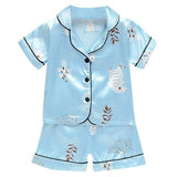 Kids Pajamas Set Silk Satin Pajamas Boys Girls Bear Print Pyjamas Shor
