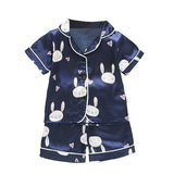 Kids Pajamas Set Silk Satin Pajamas Boys Girls Bear Print Pyjamas Shor