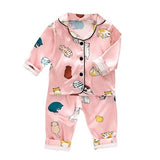 Kids Pajamas Set Silk Satin Pajamas Boys Girls Bear Print Pyjamas Shor