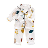 Kids Pajamas Set Silk Satin Pajamas Boys Girls Bear Print Pyjamas Shor