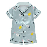 Kids Pajamas Set Silk Satin Pajamas Boys Girls Bear Print Pyjamas Shor