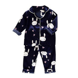 Kids Pajamas Set Silk Satin Pajamas Boys Girls Bear Print Pyjamas Shor