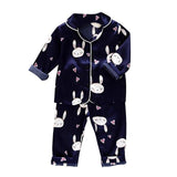 Kids Pajamas Set Silk Satin Pajamas Boys Girls Bear Print Pyjamas Shor