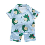 Kids Pajamas Set Silk Satin Pajamas Boys Girls Bear Print Pyjamas Shor