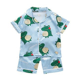 Kids Pajamas Set Silk Satin Pajamas Boys Girls Bear Print Pyjamas Shor