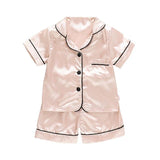 Kids Pajamas Set Silk Satin Pajamas Boys Girls Bear Print Pyjamas Shor