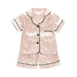 Kids Pajamas Set Silk Satin Pajamas Boys Girls Bear Print Pyjamas Shor