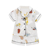 Kids Pajamas Set Silk Satin Pajamas Boys Girls Bear Print Pyjamas Shor