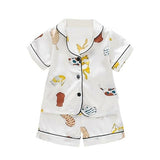 Kids Pajamas Set Silk Satin Pajamas Boys Girls Bear Print Pyjamas Shor