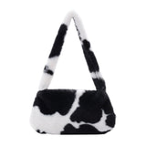 Winter Vintage Zebra Pattern Shoulder Underarm Bag Female Plush Autumn Handbag Soft Warm Fur Tote Purse For Lady Bag Sac A Main