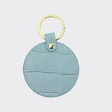 New Design Free Customed Initials Letters Crocodile Pattern Or Saffiano Leather Round Key Chain Key Ring Key Wallet