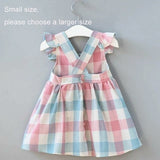 2020 New Summer Girls' Dress Korean Strap Plaid Casual Sleeveless