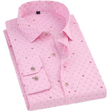 Men's Floral Print Shirts Long Sleeve Fashion Flower Printing Casual Shirts 100% Polyester Soft Comfortable Men Dress Shirt