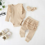 3Pcs Baby Girl Outfit Set Newborn Toddler Girls Clothes Ruffle Flower