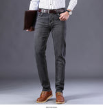 2020 New Classic Style Men's Grey Jeans Business Fashion Soft Stretch Denim Trousers Male Brand Fit Pants Black Blue