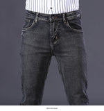 2020 New Classic Style Men's Grey Jeans Business Fashion Soft Stretch Denim Trousers Male Brand Fit Pants Black Blue