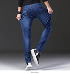 2020 New Classic Style Men's Grey Jeans Business Fashion Soft Stretch Denim Trousers Male Brand Fit Pants Black Blue