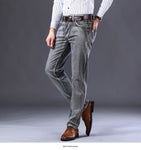 2020 New Classic Style Men's Grey Jeans Business Fashion Soft Stretch Denim Trousers Male Brand Fit Pants Black Blue