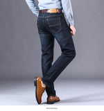 2020 New Classic Style Men's Grey Jeans Business Fashion Soft Stretch Denim Trousers Male Brand Fit Pants Black Blue