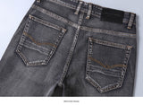 2020 New Classic Style Men's Grey Jeans Business Fashion Soft Stretch Denim Trousers Male Brand Fit Pants Black Blue