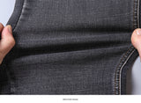 2020 New Classic Style Men's Grey Jeans Business Fashion Soft Stretch Denim Trousers Male Brand Fit Pants Black Blue