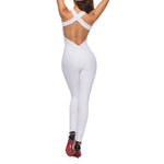 2020 Sexy Halter Women Tracksuit Jumpsuit High Waist Play Suit Slim Sport Backless Top Running Sportswear Pants Push up Jumpsuit