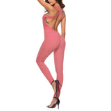 2020 Sexy Halter Women Tracksuit Jumpsuit High Waist Play Suit Slim Sport Backless Top Running Sportswear Pants Push up Jumpsuit