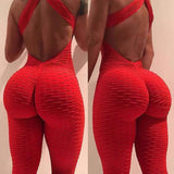 2020 Sexy Halter Women Tracksuit Jumpsuit High Waist Play Suit Slim Sport Backless Top Running Sportswear Pants Push up Jumpsuit