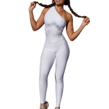 2020 Sexy Halter Women Tracksuit Jumpsuit High Waist Play Suit Slim Sport Backless Top Running Sportswear Pants Push up Jumpsuit