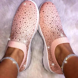 2020 New Women Crystal Sneakers Spring Autumn Casual Zipper Flat Shoes women Non-slip Breathable Outdoor Vulcanized Shoes woman