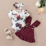 Newborn  Baby Girl Clothes Set Floral Bodysuit Romper Jumpsuit Tops T Shirt  Skirts Bow Headband Summer Baby Outfit