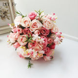 LKY Fr Wedding Bouquet Flowers Marriage Accessories Small Bridal Bouquets Silk Roses Wedding Bouquets for Bridesmaids Decoration