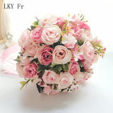 LKY Fr Wedding Bouquet Flowers Marriage Accessories Small Bridal Bouquets Silk Roses Wedding Bouquets for Bridesmaids Decoration