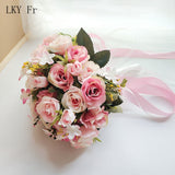 LKY Fr Wedding Bouquet Flowers Marriage Accessories Small Bridal Bouquets Silk Roses Wedding Bouquets for Bridesmaids Decoration
