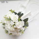 LKY Fr Wedding Bouquet Flowers Marriage Accessories Small Bridal Bouquets Silk Roses Wedding Bouquets for Bridesmaids Decoration