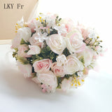 LKY Fr Wedding Bouquet Flowers Marriage Accessories Small Bridal Bouquets Silk Roses Wedding Bouquets for Bridesmaids Decoration