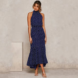 Summer Long Dress Polka Dot Casual Dresses Black Sexy Halter Strapless New 2021 Yellow Sundress Vacation Clothes For Women