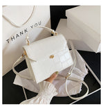 SWDF Stone Patent White Crossbody Bags For Women 2021 Small Handbag Small Bag PU Leather Hand Bag Ladies Designer Evening Bags