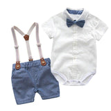 100 Cotton Romper+Shorts+Bow Tie Clothing Sets Baby Boy Clothes Summer