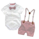 100 Cotton Romper+Shorts+Bow Tie Clothing Sets Baby Boy Clothes Summer