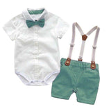 100 Cotton Romper+Shorts+Bow Tie Clothing Sets Baby Boy Clothes Summer