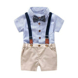100 Cotton Romper+Shorts+Bow Tie Clothing Sets Baby Boy Clothes Summer