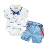 100 Cotton Romper+Shorts+Bow Tie Clothing Sets Baby Boy Clothes Summer